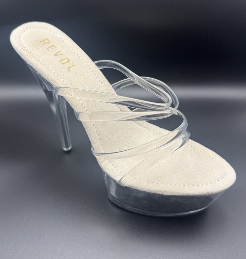 Revol Womens Clear Strappy Heels Open Toe Platform Sandals Sexy Lithe 11 M